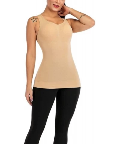 Women's Cami Shaper Tank Top with Built in Bra Removable - Beige - CU1947XLGII $14.48 Shapewear