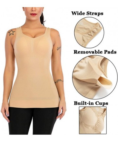 Women's Cami Shaper Tank Top with Built in Bra Removable - Beige - CU1947XLGII $14.48 Shapewear