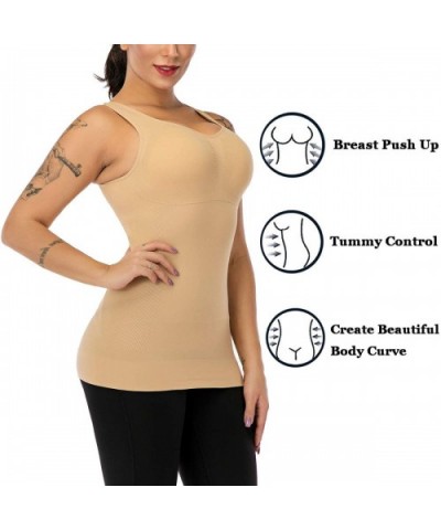 Women's Cami Shaper Tank Top with Built in Bra Removable - Beige - CU1947XLGII $14.48 Shapewear