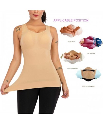 Women's Cami Shaper Tank Top with Built in Bra Removable - Beige - CU1947XLGII $14.48 Shapewear