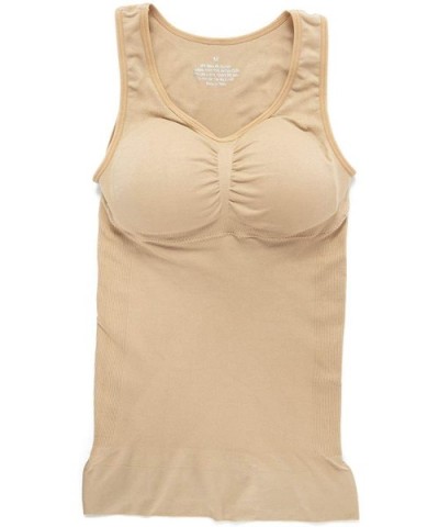 Women's Cami Shaper Tank Top with Built in Bra Removable - Beige - CU1947XLGII $14.48 Shapewear