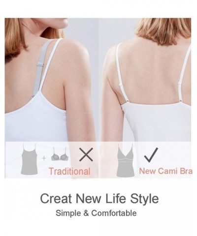 Women's Cotton Camisole Shelf Bra Spaghetti Straps Tank Top 2 Packs - White(one Pack ) - CM1900GT26N $28.65 Camisoles & Tanks