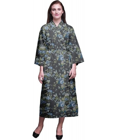 Long Robes for Women Printed Bride Getting Ready Bridesmaid Robes Cotton Bathrobes - Gray2 - CW18T854702 $74.09 Robes