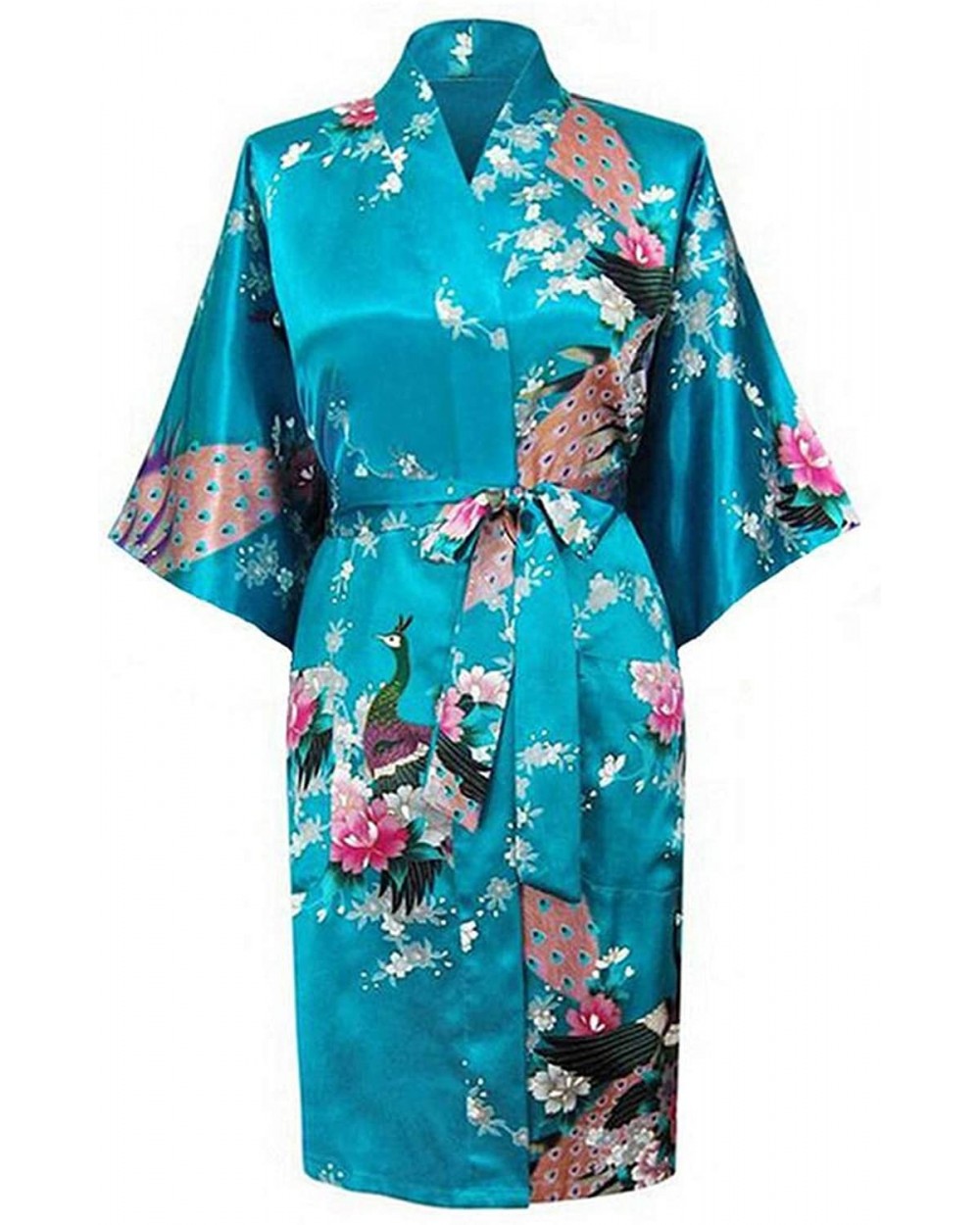 Light Purple Print Flower Women Robe Gown Chinese Traditional Bathrobe Sleepwear Novelty Kimono Dress Short Robe 5 - CV18WAZW...