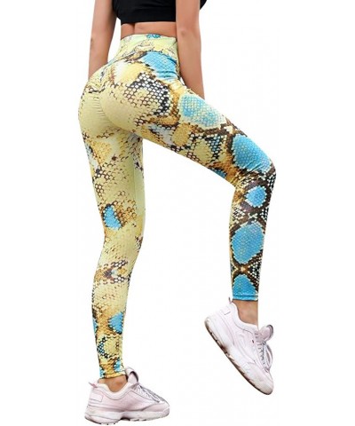 High Waist Yoga Pants Stretch Workout Leggings for Womans Tummy Control Gym Pants - Yellow - C318W22L0AZ $17.41 Tops