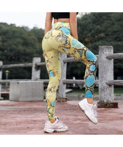 High Waist Yoga Pants Stretch Workout Leggings for Womans Tummy Control Gym Pants - Yellow - C318W22L0AZ $17.41 Tops