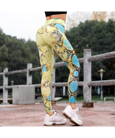 High Waist Yoga Pants Stretch Workout Leggings for Womans Tummy Control Gym Pants - Yellow - C318W22L0AZ $17.41 Tops