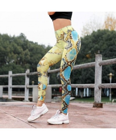 High Waist Yoga Pants Stretch Workout Leggings for Womans Tummy Control Gym Pants - Yellow - C318W22L0AZ $17.41 Tops