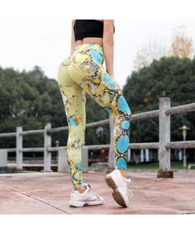 High Waist Yoga Pants Stretch Workout Leggings for Womans Tummy Control Gym Pants - Yellow - C318W22L0AZ $17.41 Tops