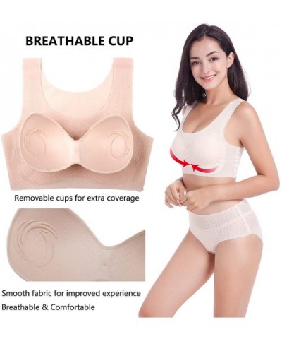 Sports Bras for Women Seamless Daily Bras Soft Comfy Wireless Sleep Bras - Beige-02 - CQ18XSAWKIL $28.43 Bras