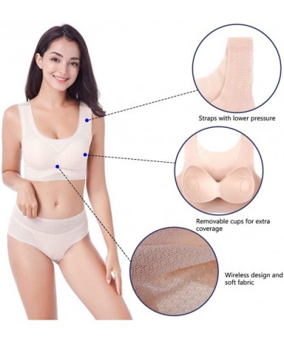 Sports Bras for Women Seamless Daily Bras Soft Comfy Wireless Sleep Bras - Beige-02 - CQ18XSAWKIL $28.43 Bras