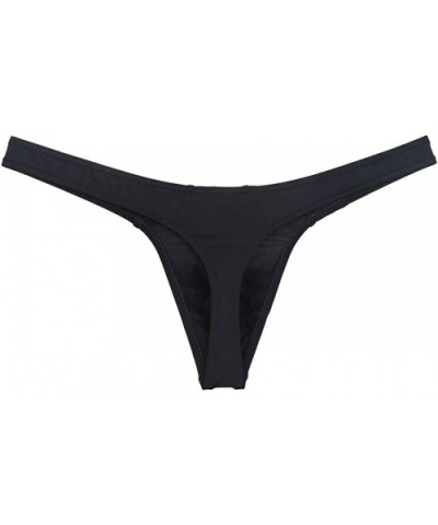 Men's Smooth Bikini Thong Underwear Low Rise Bulge Pouch T-Back Sexy Tangas Panties - Black - CL1966AQ0M5 $13.97 G-Strings & ...