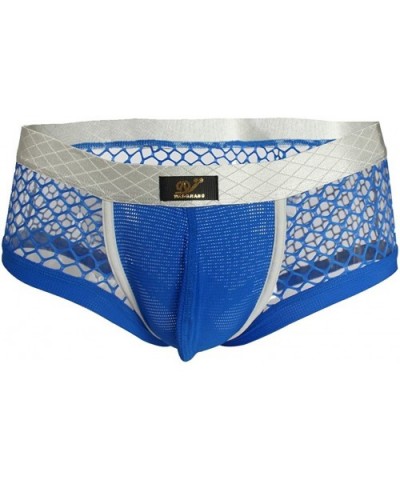Men's Mesh Fishnet Sheer Underwear Pouch Bikini Briefs Thong Swimwear - Blue - CB18CQXWOUQ $21.67 Bikinis