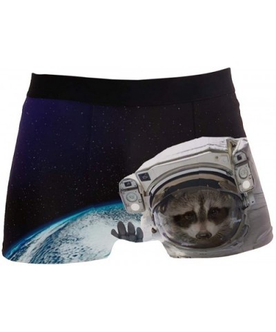 Raccoon Astronaut Mens Boxer Briefs Underwear Breathable Stretch Boxer Trunk with Pouch - Blue - CJ18MHWSQSK $25.15 Boxer Briefs