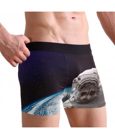 Raccoon Astronaut Mens Boxer Briefs Underwear Breathable Stretch Boxer Trunk with Pouch - Blue - CJ18MHWSQSK $25.15 Boxer Briefs