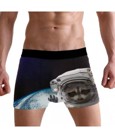 Raccoon Astronaut Mens Boxer Briefs Underwear Breathable Stretch Boxer Trunk with Pouch - Blue - CJ18MHWSQSK $25.15 Boxer Briefs