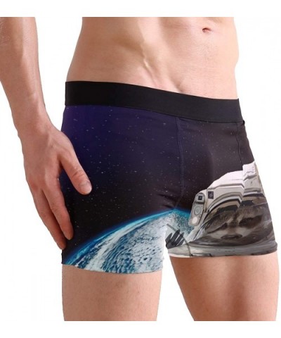 Raccoon Astronaut Mens Boxer Briefs Underwear Breathable Stretch Boxer Trunk with Pouch - Blue - CJ18MHWSQSK $25.15 Boxer Briefs