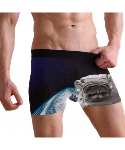 Raccoon Astronaut Mens Boxer Briefs Underwear Breathable Stretch Boxer Trunk with Pouch - Blue - CJ18MHWSQSK $25.15 Boxer Briefs