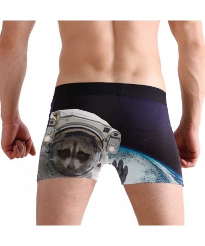 Raccoon Astronaut Mens Boxer Briefs Underwear Breathable Stretch Boxer Trunk with Pouch - Blue - CJ18MHWSQSK $25.15 Boxer Briefs