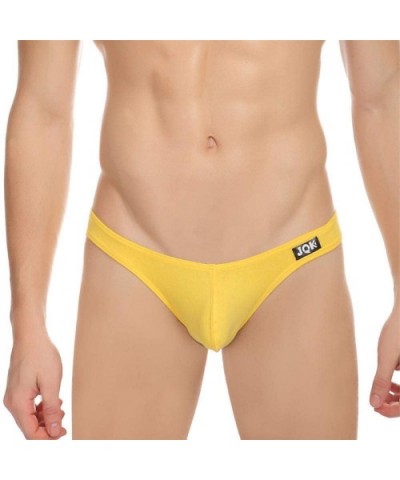 2 Sets of Cotton Men's Briefs- Low Waist Comfort Bag- U Convex Hip Underwear-Yellow_M - Yellow - CX19DIHDYWU $42.29 Briefs