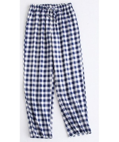 Pajama Pants Womens Soft Cotton Plaid Sleep Bottoms with Elastic Waist - Blue - CH18I90T00Q $28.88 Bottoms