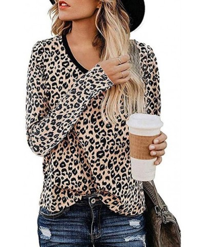 Womens Leopard Blouse Fashion Printed Long Sleeve V-Neck Casual Shirt Pullover Tops Tunics - H - CI193K448OS $20.38 Baby Doll...