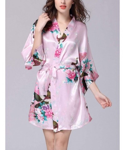 Women Floral Kimono Sleepwear Bridal Dress for Wedding Bridal Party Bridesmaid Robe - Pink - CA18KEDAN53 $31.92 Nightgowns & ...