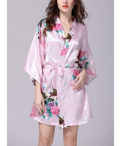 Women Floral Kimono Sleepwear Bridal Dress for Wedding Bridal Party Bridesmaid Robe - Pink - CA18KEDAN53 $31.92 Nightgowns & ...