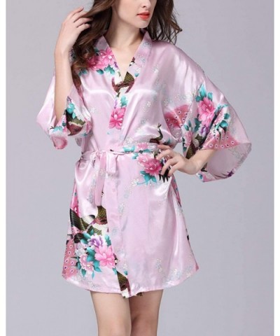 Women Floral Kimono Sleepwear Bridal Dress for Wedding Bridal Party Bridesmaid Robe - Pink - CA18KEDAN53 $31.92 Nightgowns & ...