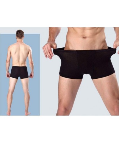 4Pcs Boxer Men Solid Bamboo Fiber Breathable Comfortable Underwear Man Boxers Super-Elastic Shorts Black Underpants Male-a-L ...