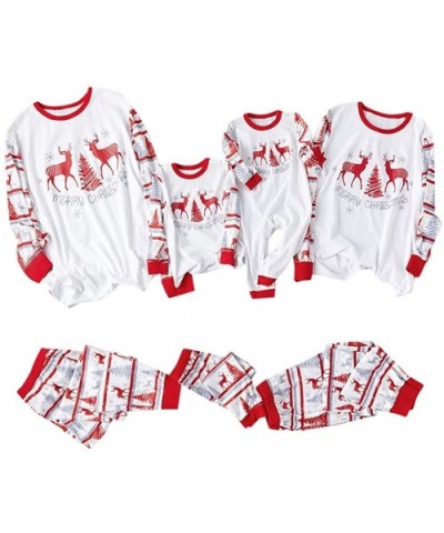 Merry Christmas Deer Printed Pyjamas Sets - Xmas Matching Family Sleepwear Pajamas Pjs - Kids-white - C2192358AK6 $23.85 Slee...