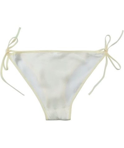 Women 100% Silk Smooth String Bikini Briefs Ties Sexy Underwear Adjustable Waist - Yellow - CK18CU5UDEZ $13.34 Panties