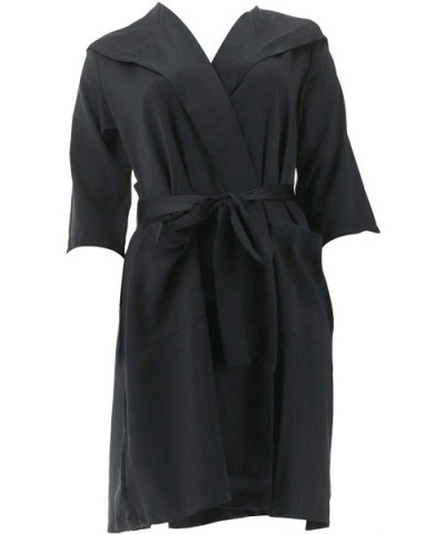 Faux Silk Robe Hood H213880 - Black - C61923A43OS $45.15 Robes