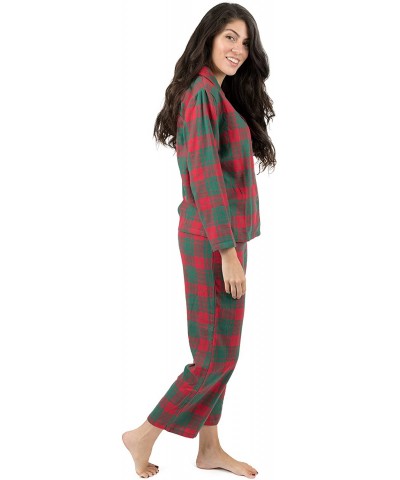 Womens Flannel Pajamas 2 Piece Christmas Pajama Set Size X-Small-XX-Large - Red/Green - CL18IGINMHQ $56.16 Sets