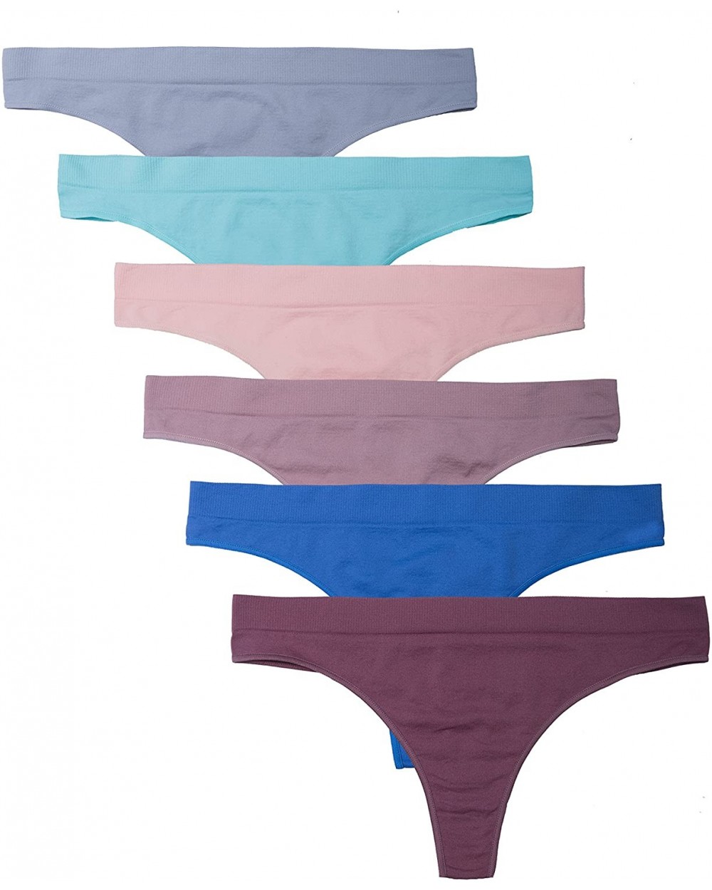 6 Pack Women's Nylon Spandex Thong Underwear - Light Vintage - CP1860R7NMZ $39.13 Panties