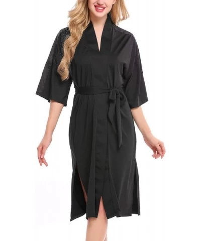 Women Pure Color Kimono Robes Lightweight Knee Length Bridesmaids Robes - C4182SSIZQ7 $44.71 Robes