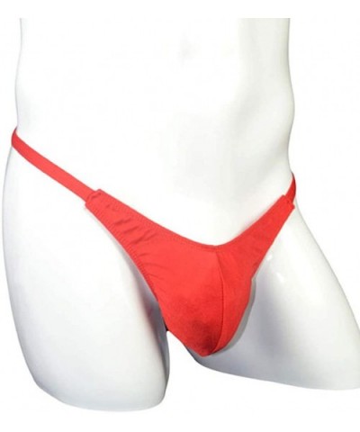 Men's Sexy Stretch G-String T-Back Micro Thong Briefs Underwear - Red - CW194CWI7Q7 $14.17 G-Strings & Thongs