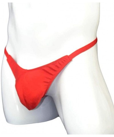 Men's Sexy Stretch G-String T-Back Micro Thong Briefs Underwear - Red - CW194CWI7Q7 $14.17 G-Strings & Thongs