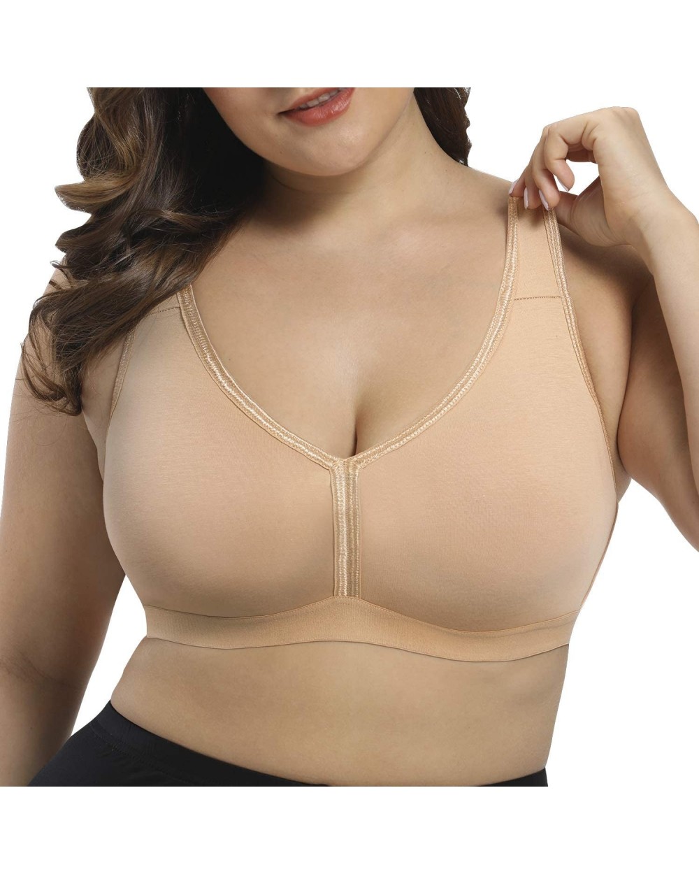 Comfort Soft Cotton Full Coverage Seamless Wirefree Bra Plus Size Everyday Bras - Nude - CT1920SDG30 $29.73 Bras