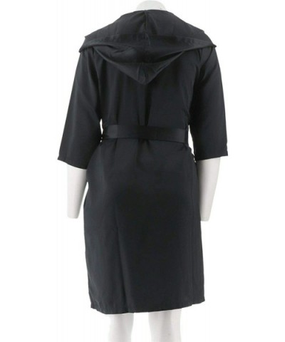 Faux Silk Robe Hood H213880 - Black - C61923A43OS $45.15 Robes