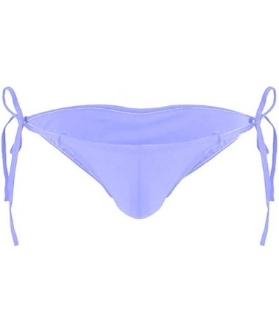 Women Sexy Bandage G-Sring Thong Bikini Underwear Low Waist Briefs - Purple - CE18TM7L4QY $11.88 Panties