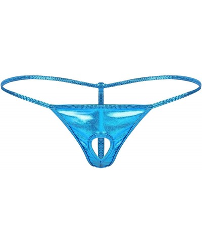 Men's Metallic Shiny Low Rise Sexy Jockstrap Underwear Cheeky Bikini Briefs G-String T-Back - Lake Blue - CR19CZOY85L $13.56 ...