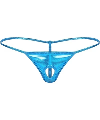 Men's Metallic Shiny Low Rise Sexy Jockstrap Underwear Cheeky Bikini Briefs G-String T-Back - Lake Blue - CR19CZOY85L $13.56 ...