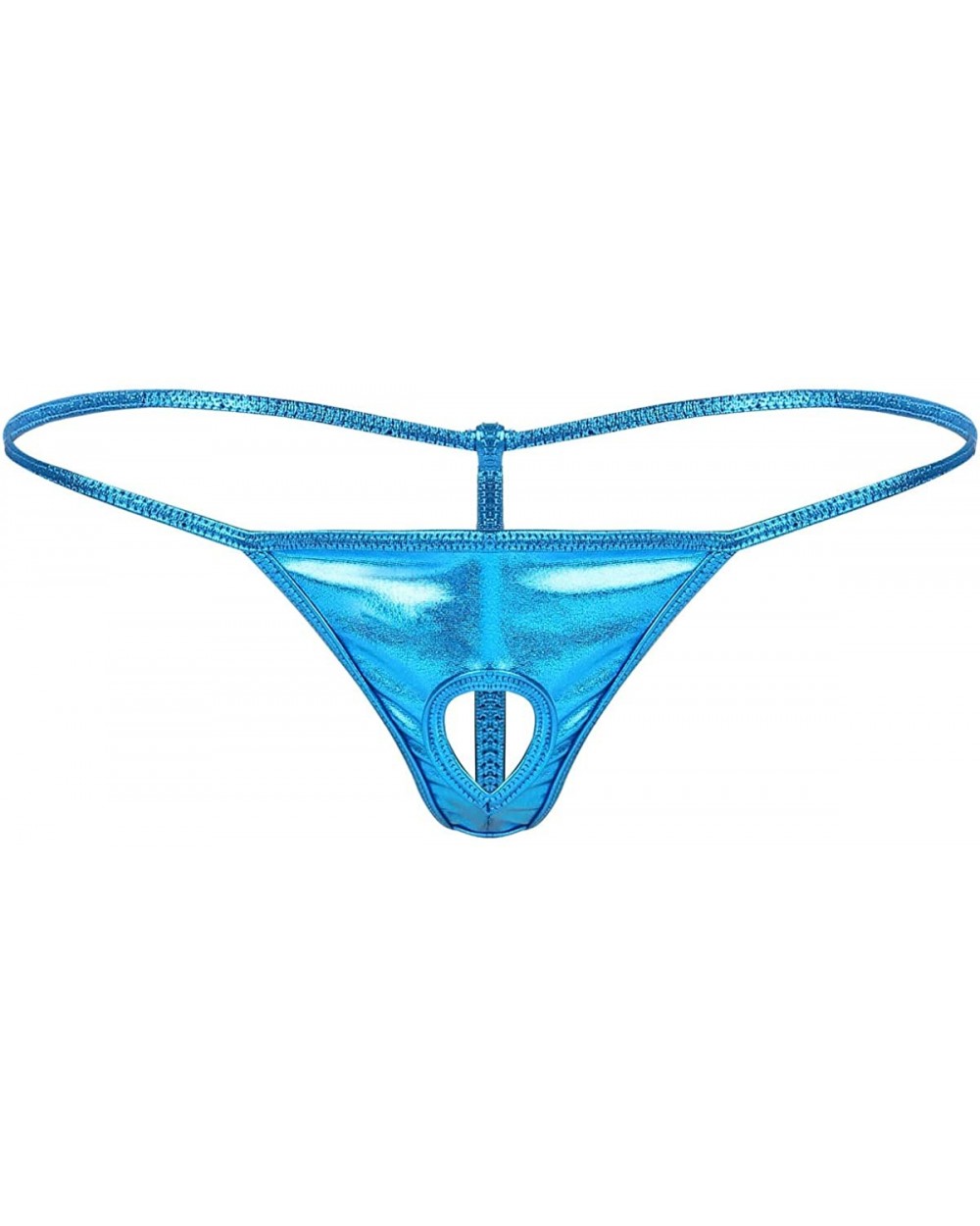 Men's Metallic Shiny Low Rise Sexy Jockstrap Underwear Cheeky Bikini Briefs G-String T-Back - Lake Blue - CR19CZOY85L $13.56 ...