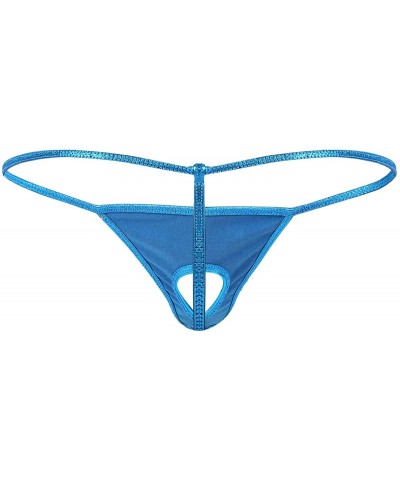 Men's Metallic Shiny Low Rise Sexy Jockstrap Underwear Cheeky Bikini Briefs G-String T-Back - Lake Blue - CR19CZOY85L $13.56 ...