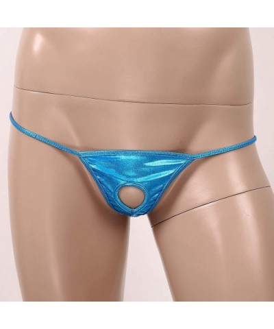 Men's Metallic Shiny Low Rise Sexy Jockstrap Underwear Cheeky Bikini Briefs G-String T-Back - Lake Blue - CR19CZOY85L $13.56 ...