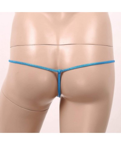 Men's Metallic Shiny Low Rise Sexy Jockstrap Underwear Cheeky Bikini Briefs G-String T-Back - Lake Blue - CR19CZOY85L $13.56 ...