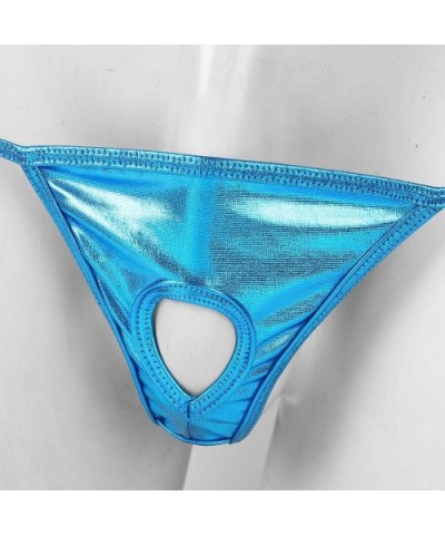 Men's Metallic Shiny Low Rise Sexy Jockstrap Underwear Cheeky Bikini Briefs G-String T-Back - Lake Blue - CR19CZOY85L $13.56 ...