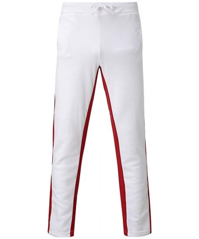 Mens Fleece Jogger Pants Color Block Sweatpants Stretch Tapered Lightweight Slacks Trousers for Gym Running Athletic - White ...