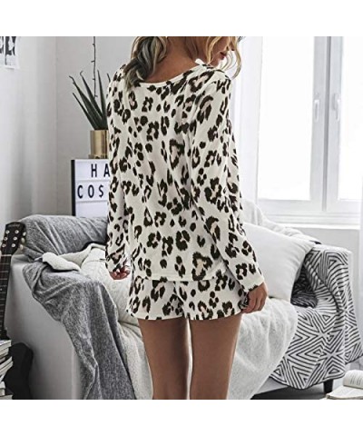 Womens Tie Dye Printed Loungewear Set Long Sleeve Tops and Shorts 2 Piece Pajamas Sets Sleepwear - Leopard - CZ19DM3GG3T $37....